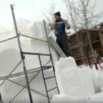 snow carving in Banff